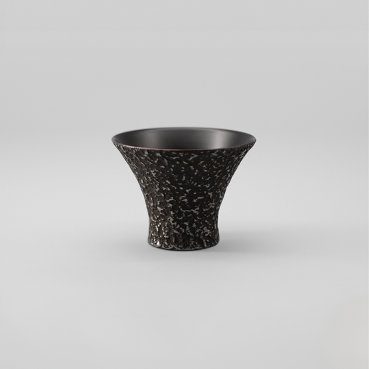 Sake cup URUSHI FuSetsu(風雪) Black brushed silver powder